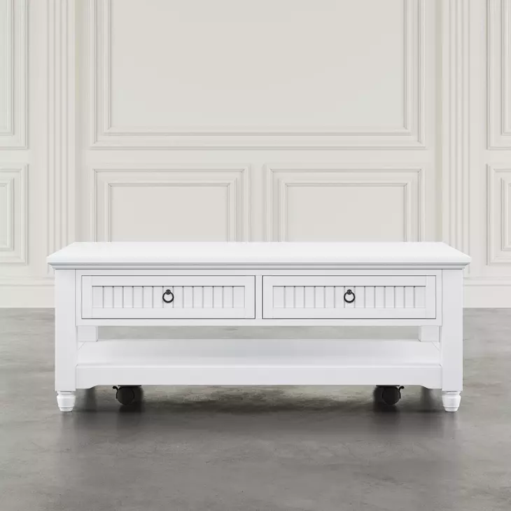 Westport White Rectangular Occasional Table Set with Storage