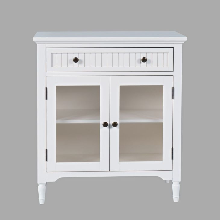 Westport White 2 Glass Door Accent Cabinet