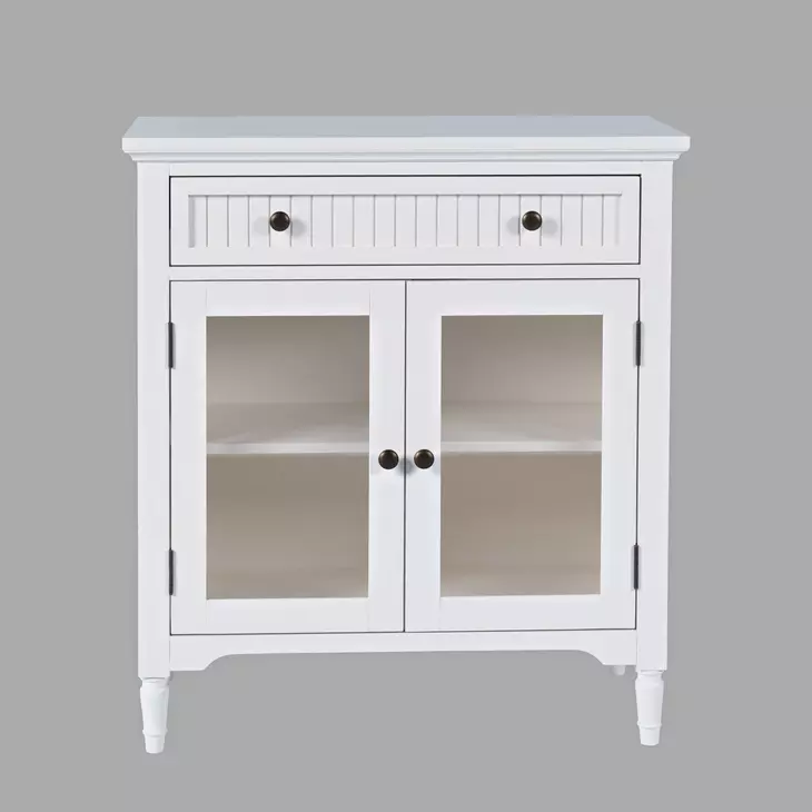 Westport White 2 Glass Door Accent Cabinet