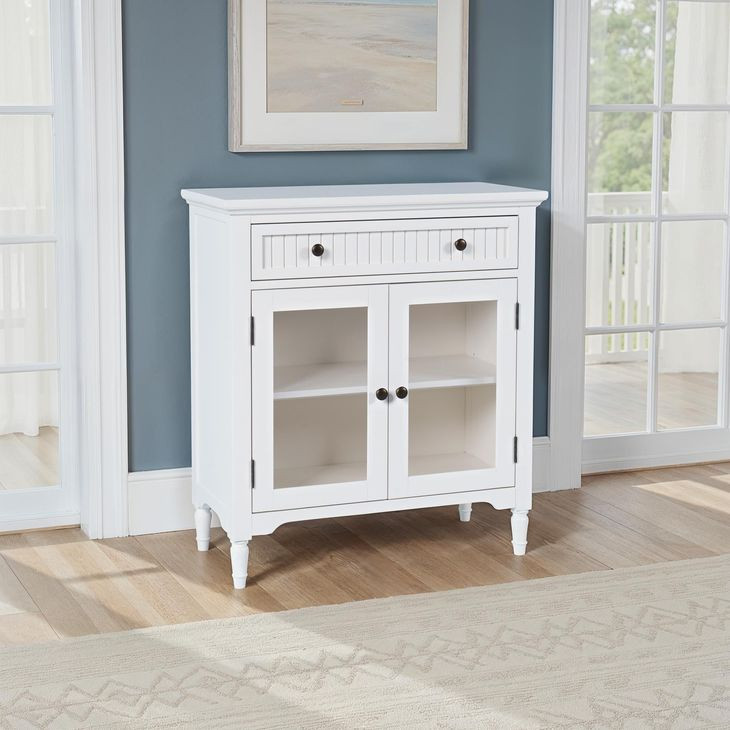 Westport White 2 Glass Door Accent Cabinet