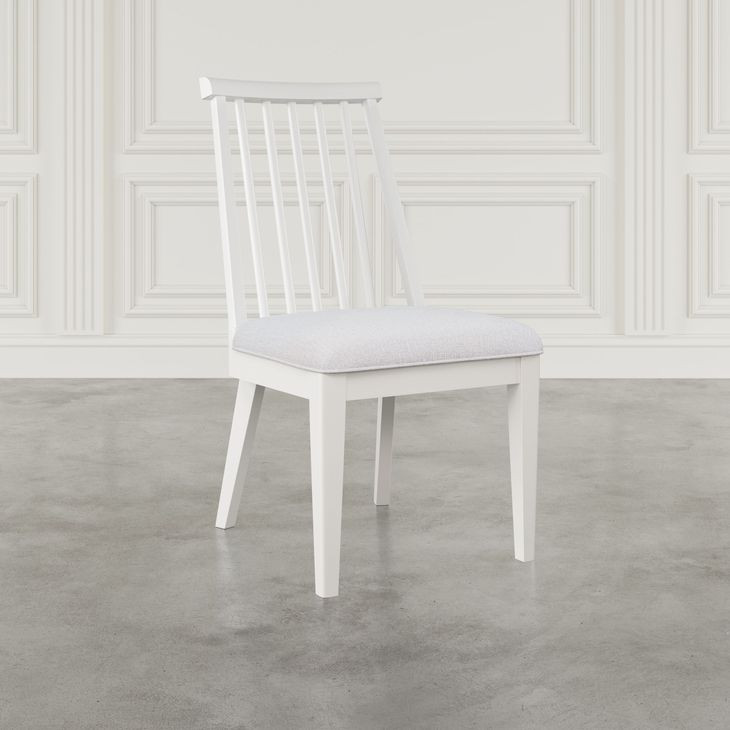 Westport White Upholstered Slat Back Dining Chair Set of 2