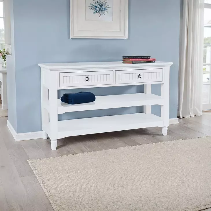 Westport White 50" Sofa Console Table