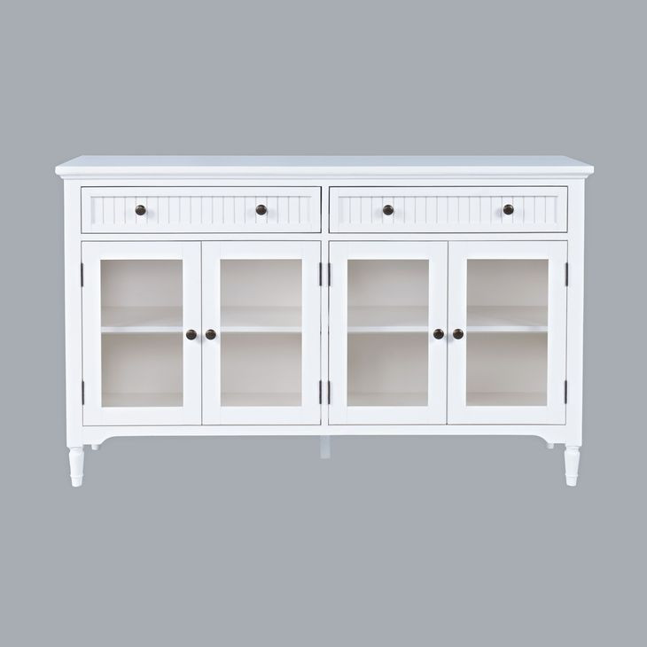 Westport White 4 Glass Door Sideboard