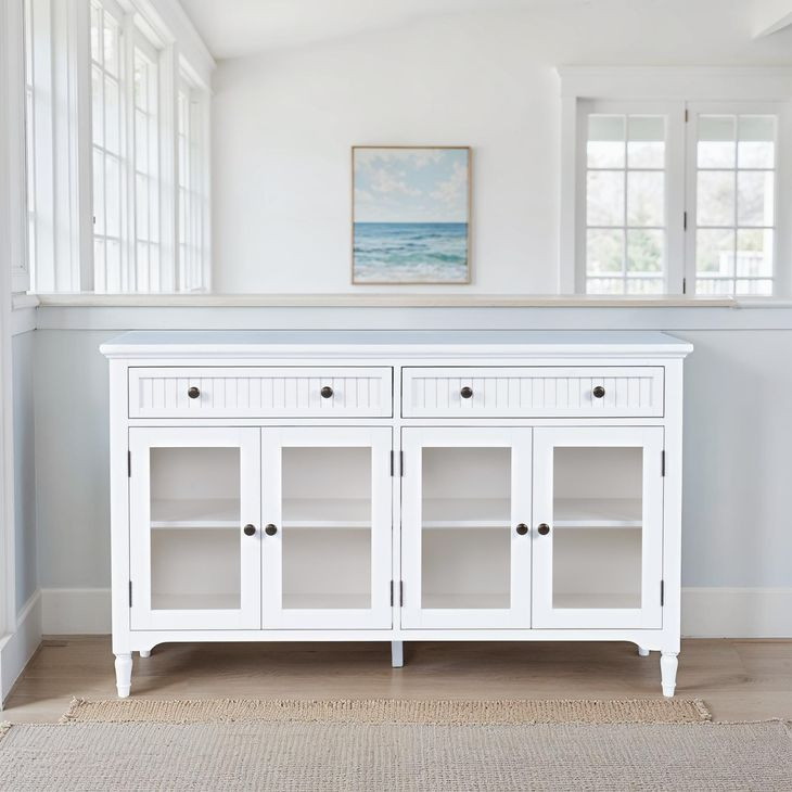 Westport White 4 Glass Door Sideboard