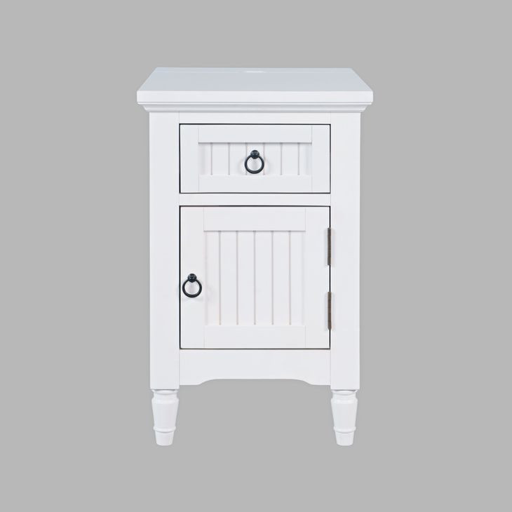 Westport White Rectangular Chairside End Table with USB Charging