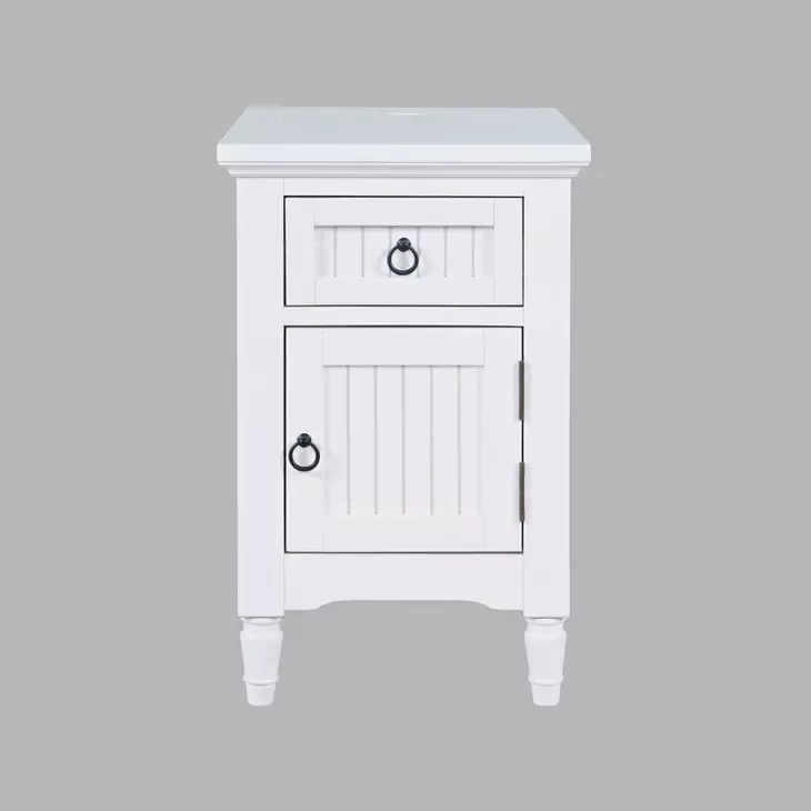 Westport White Rectangular Chairside End Table with USB Charging