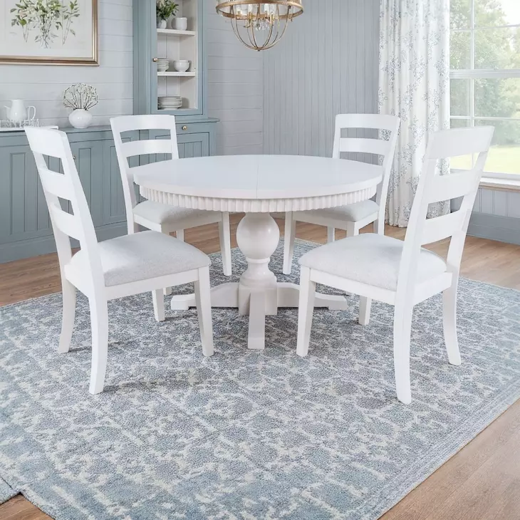 Westport White 66" Extendable Oval Dining Table