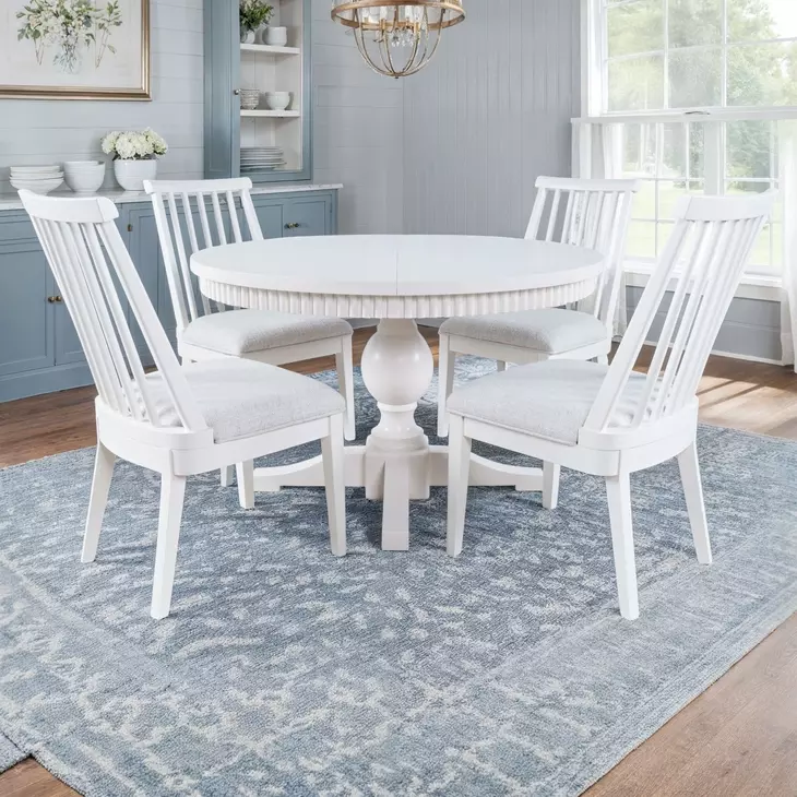 Westport White Upholstered Slat Back Dining Chair Set of 2