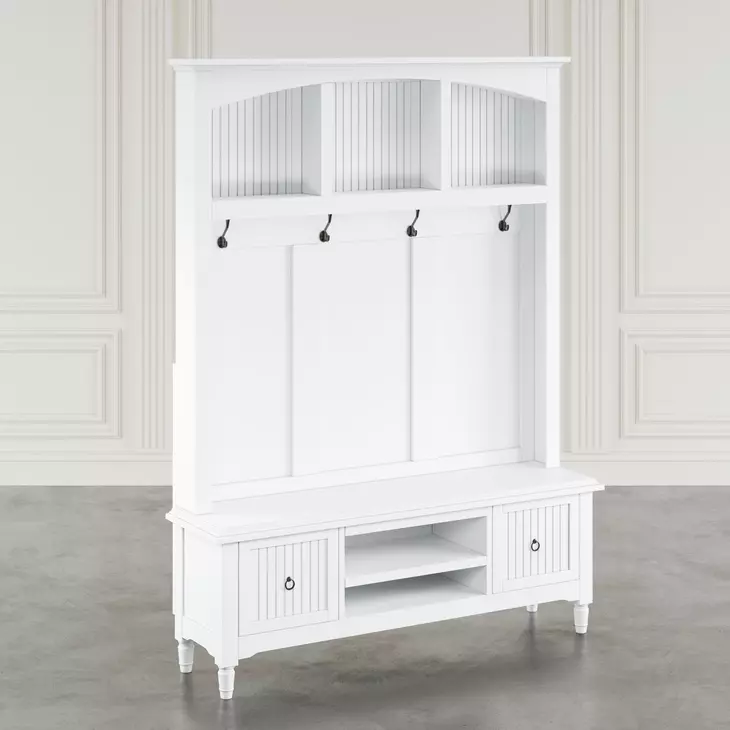 Westport White Hall Tree with Storage Bench