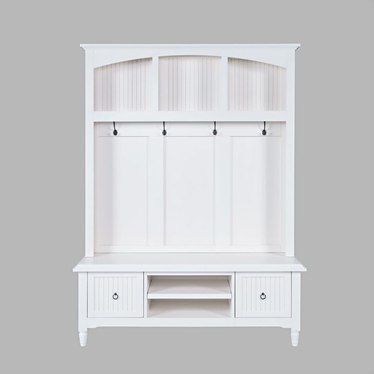 Westport White Hall Tree with Storage Bench