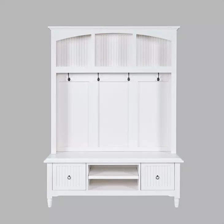 Westport White Hall Tree with Storage Bench