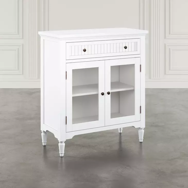 Westport White 2 Glass Door Accent Cabinet