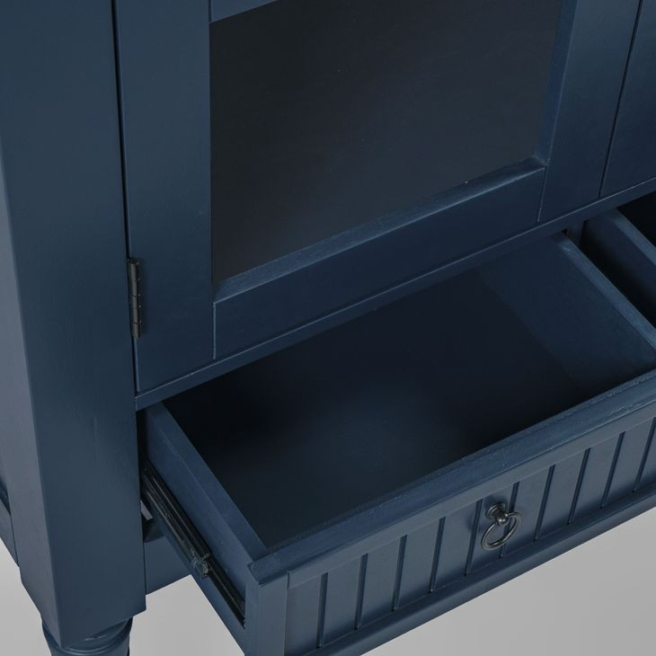 Westport Navy 2 Glass Door Tall Accent Storage Cabinet