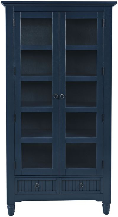 Westport Navy 2 Glass Door Tall Accent Storage Cabinet