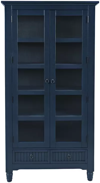 Westport Navy 2 Glass Door Tall Accent Storage Cabinet