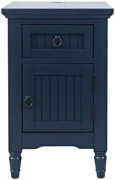 Westport Navy Rectangular Chairside End Table with USB Charging