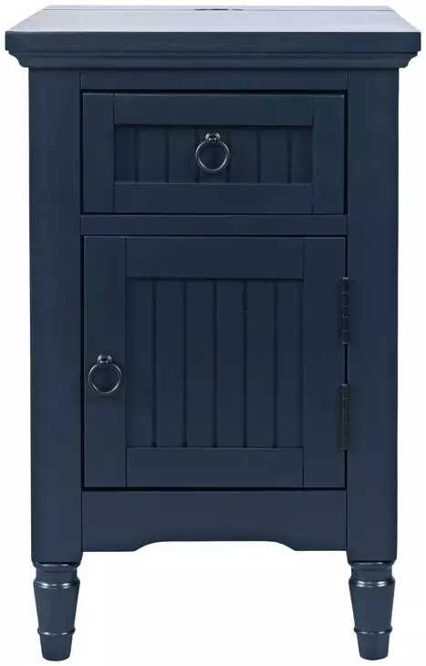 Westport Navy Rectangular Chairside End Table with USB Charging