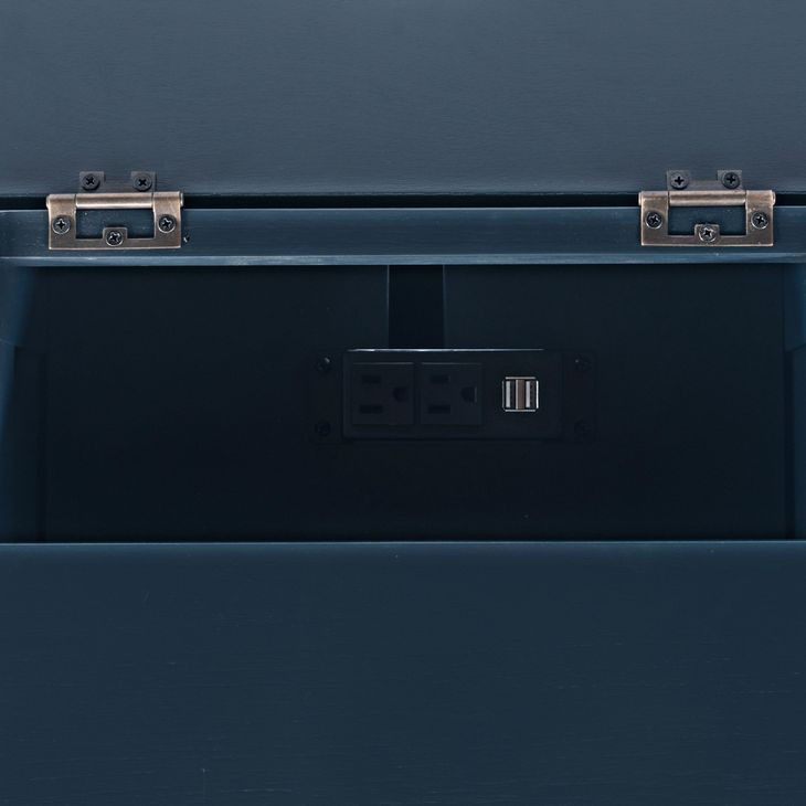 Westport Navy Rectangular Chairside End Table with USB Charging