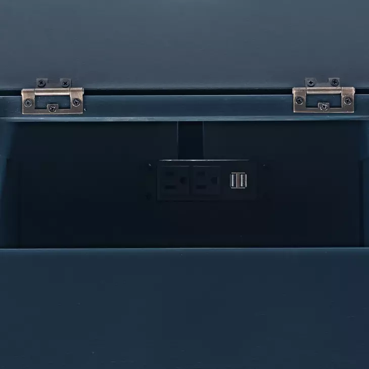 Westport Navy Rectangular Chairside End Table with USB Charging