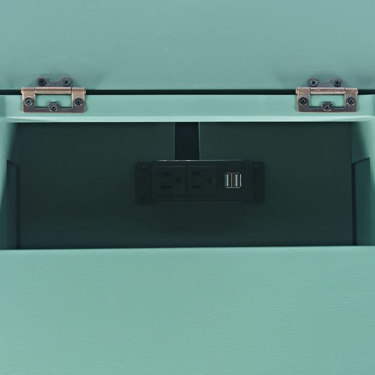 Westport Fern Green Rectangular Chairside End Table with USB Charging