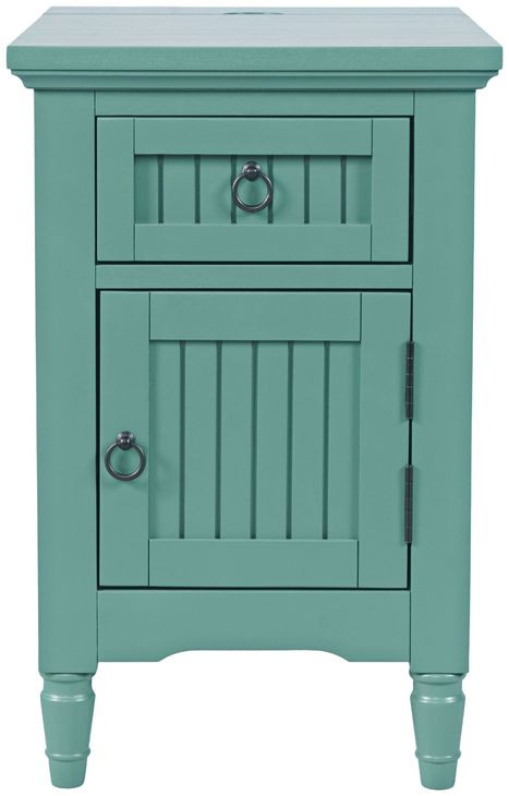 Westport Fern Green Rectangular Chairside End Table with USB Charging