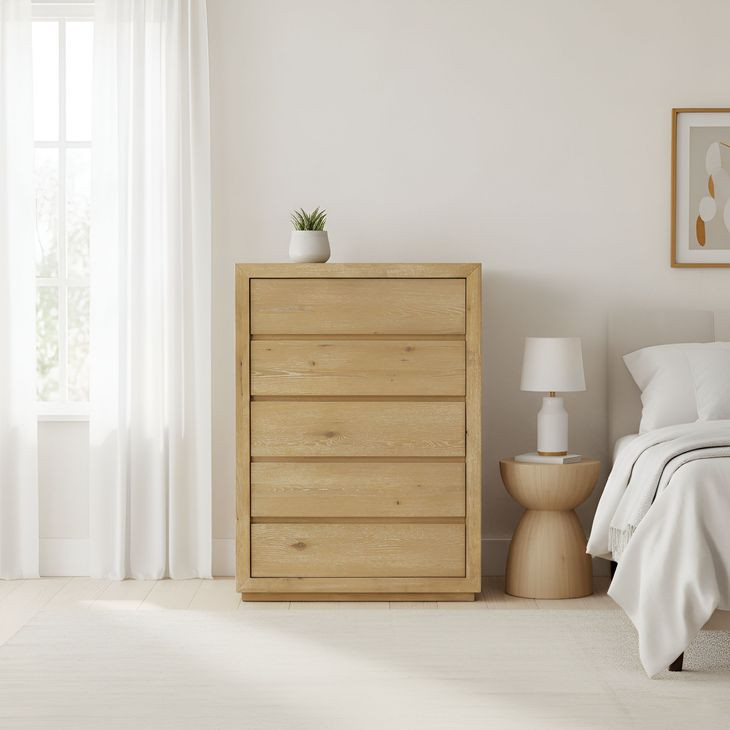 Harper Light Oak 5 Drawers Chest