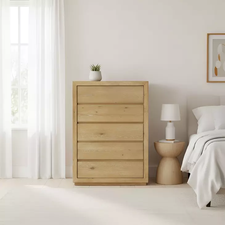 Harper Light Oak 5 Drawers Chest