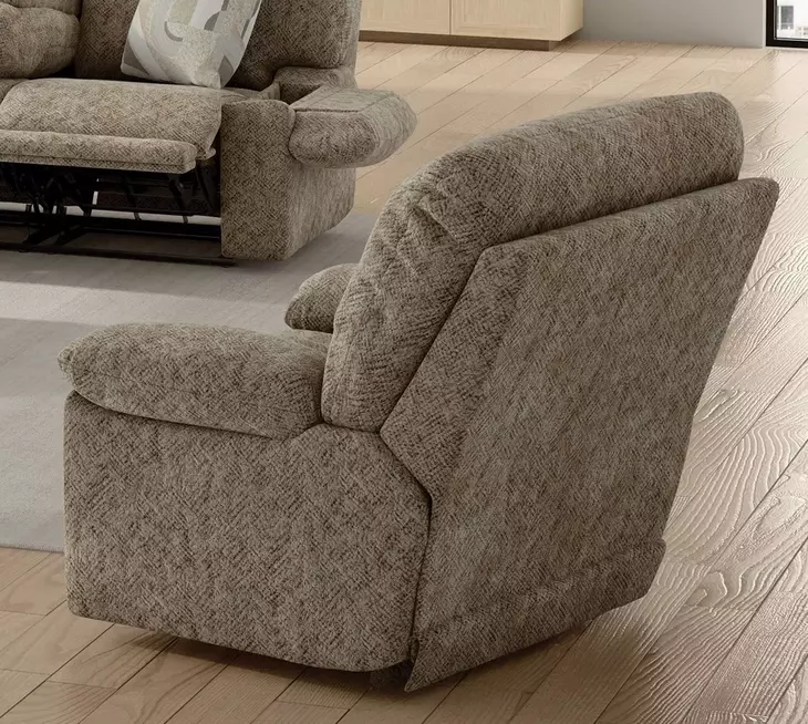 Beacon Mushroom and Porcelain Lay Flat Power Recliner with Extended Ottoman