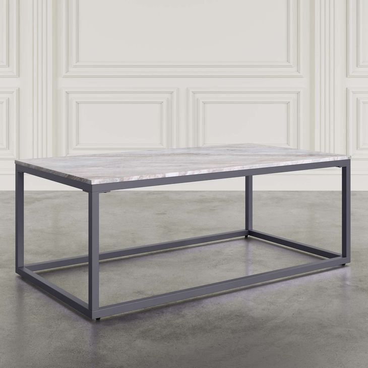 Wynn Gray Rectangular Marble Top Coffee Table