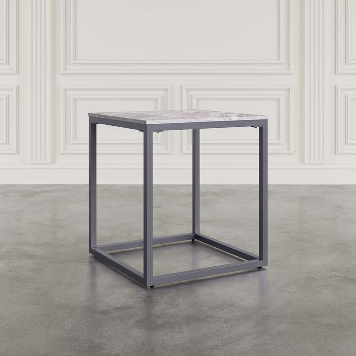 Wynn Gray Square Marble Top End Table
