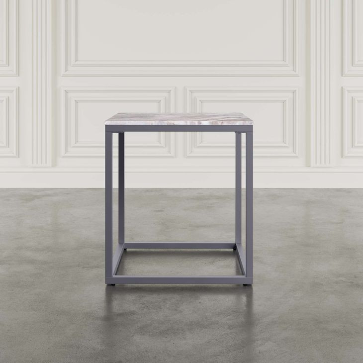 Wynn Gray Square Marble Top End Table