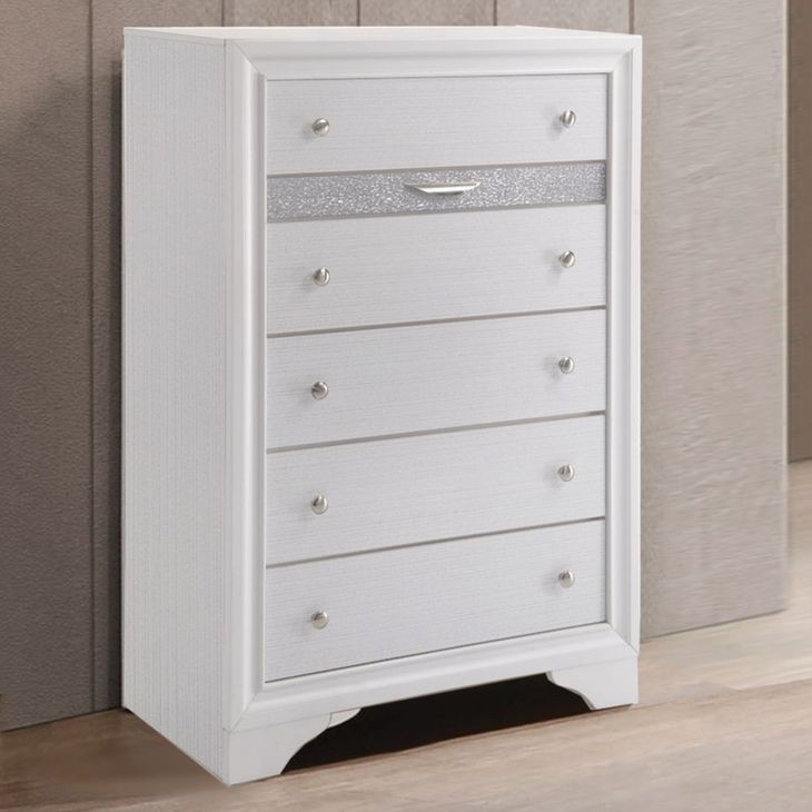 Naima White 5 Drawer Chest