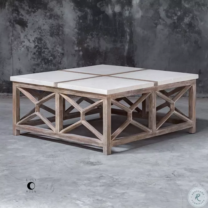 Alastair Neutral Ivory and Warm Oatmeal Cocktail Table