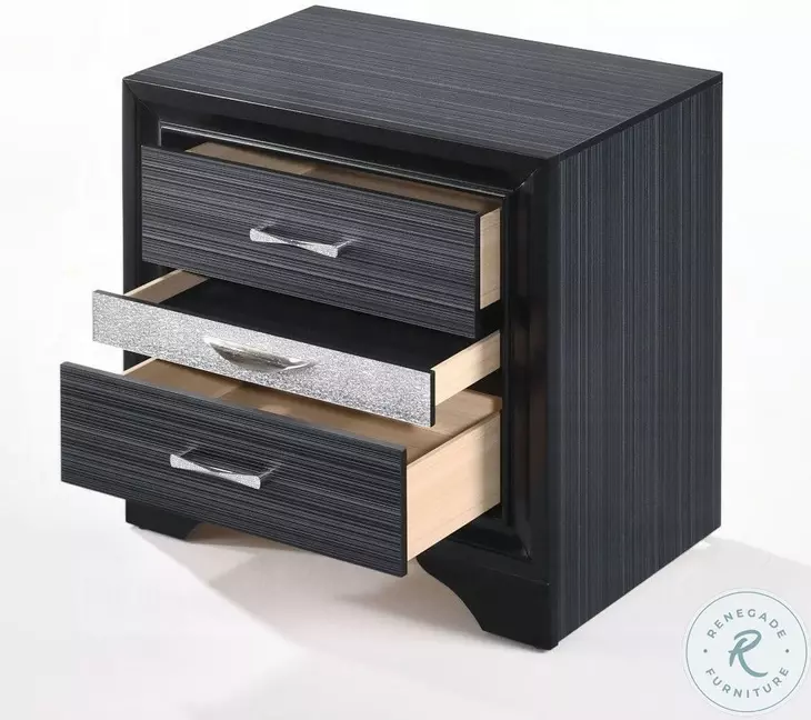 Naima Black Panel Storage Bedroom Set