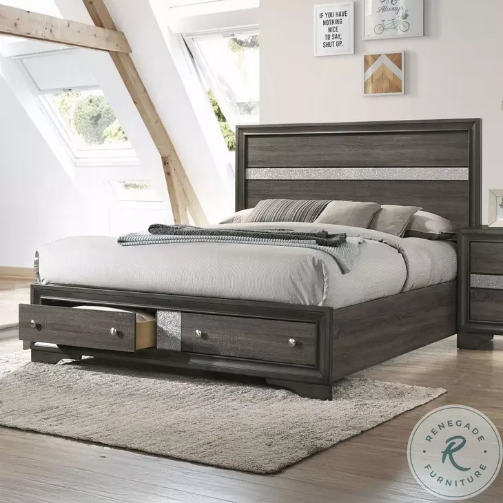 Naima Gray Eastern King Panel Bed with Storage
