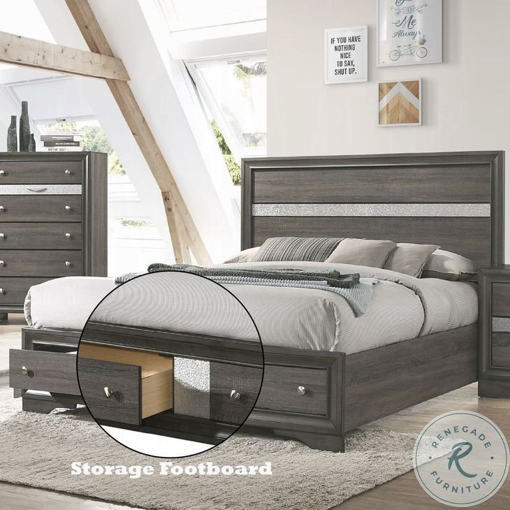 Naima Gray Eastern King Panel Bed with Storage