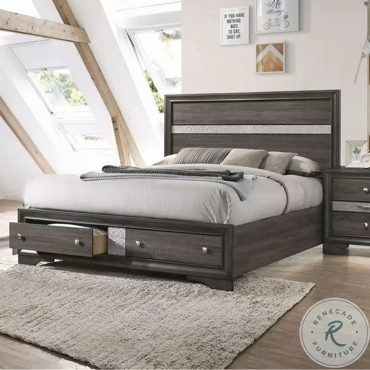 Naima Gray Queen Panel Bed with Storage