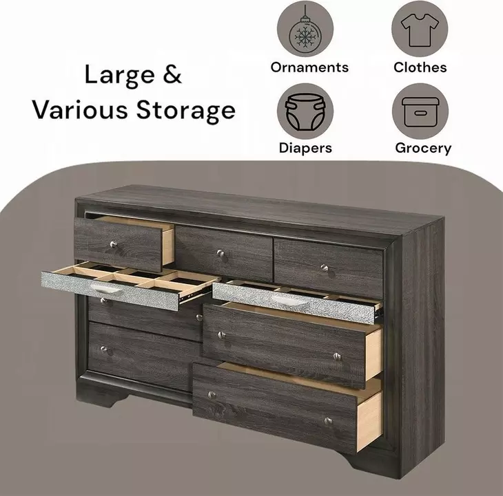Naima Gray 9 Drawer Dresser