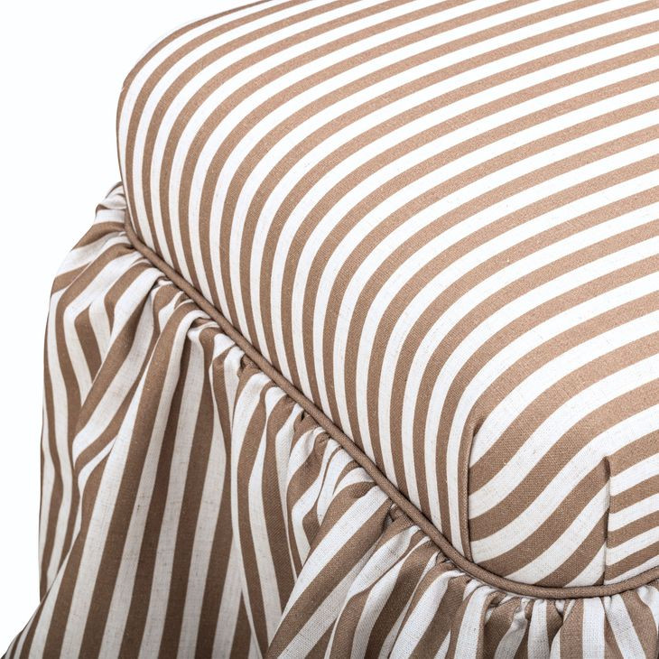 Gertrude Brown Performance Fabric Upholstered Square Skirted Ottoman