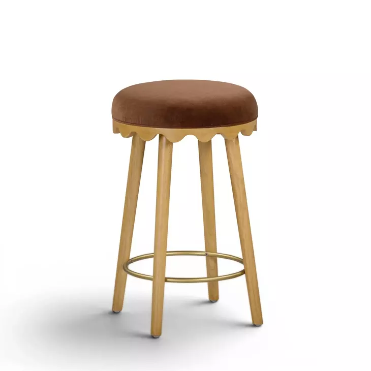 Oodle Bronze Performance Vegan Mohair Upholstered Counter Height Stool