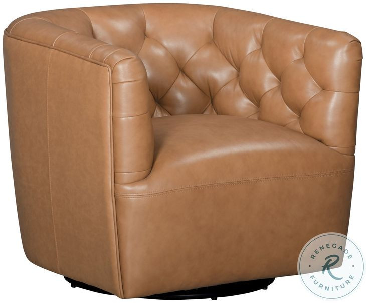 Mira Caramel Brown Leather Swivel Chair