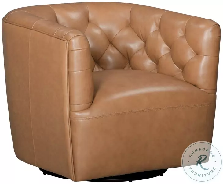 Maelis Caramel Brown Leather Swivel Chair