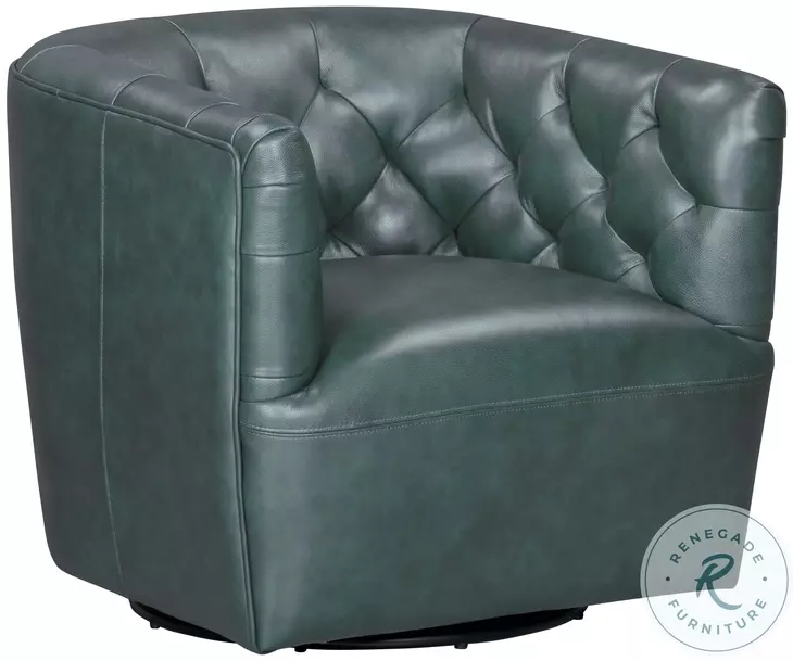 Maelis Forest Green Leather Swivel Chair