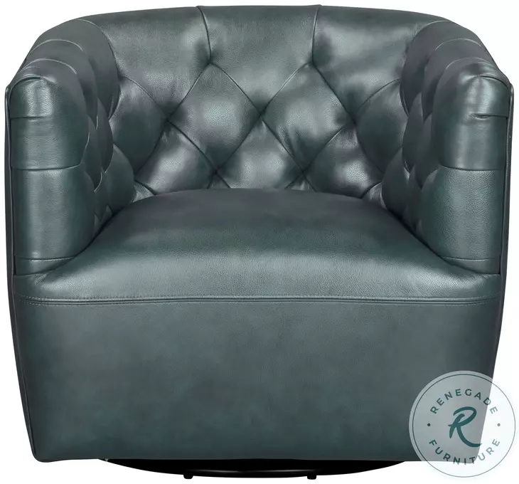 Maelis Forest Green Leather Swivel Chair
