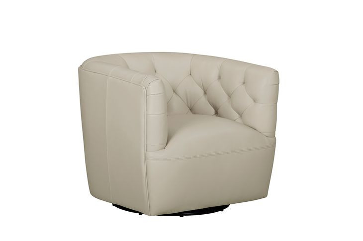 Mira Taupe Leather Upholstered Swivel Accent Chair