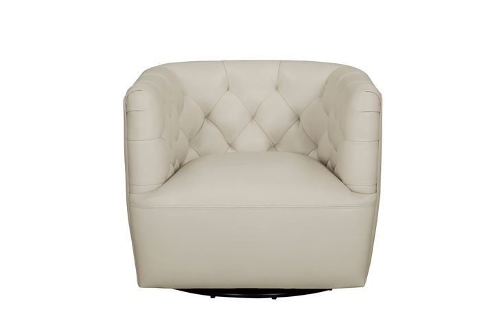 Mira Taupe Leather Upholstered Swivel Accent Chair