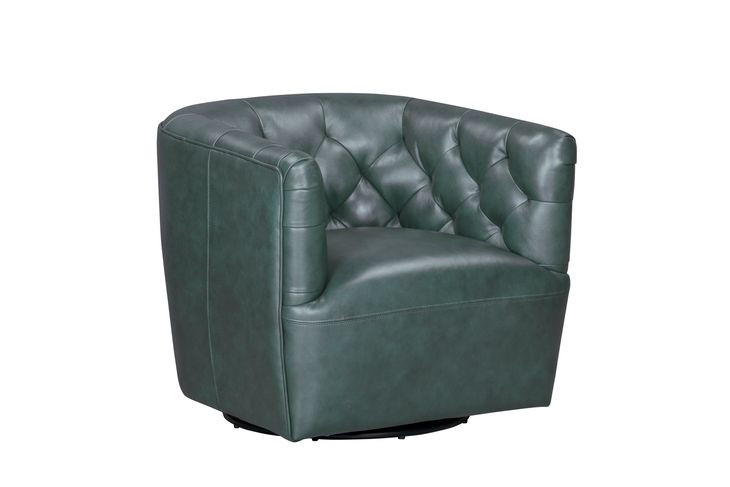 Mira Forest Green Leather Upholstered Swivel Accent Chair