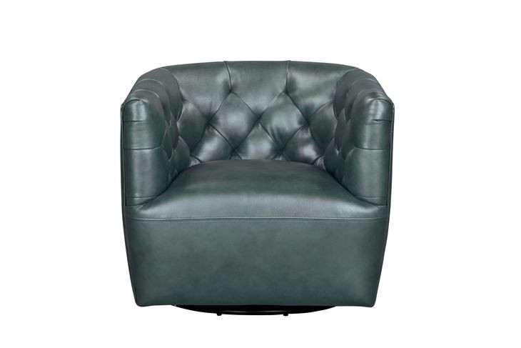 Mira Forest Green Leather Upholstered Swivel Accent Chair