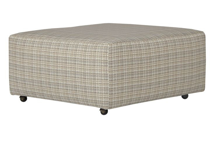 McPherson Buff and Winter Upholstered Square Cocktail Ottoman with Caster