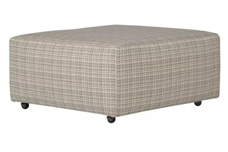 McPherson Buff and Winter Upholstered Square Cocktail Ottoman with Caster
